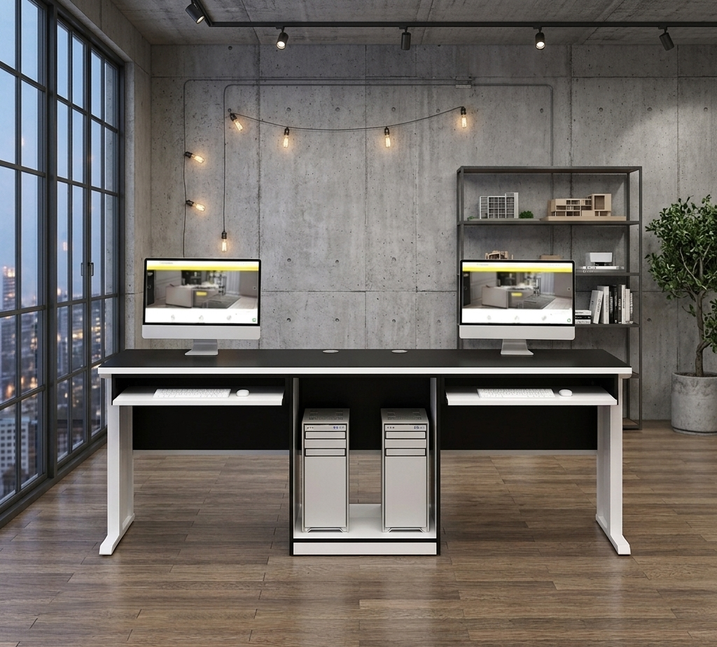Dual-Pro Office Workstation | 2-Person Collaborative Desk